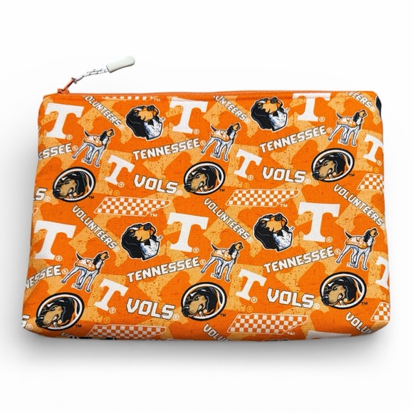 Hand Crafted Handbags - Hand Crafted Zipper Pouch College Football Fabric Choose One  11” x 8”